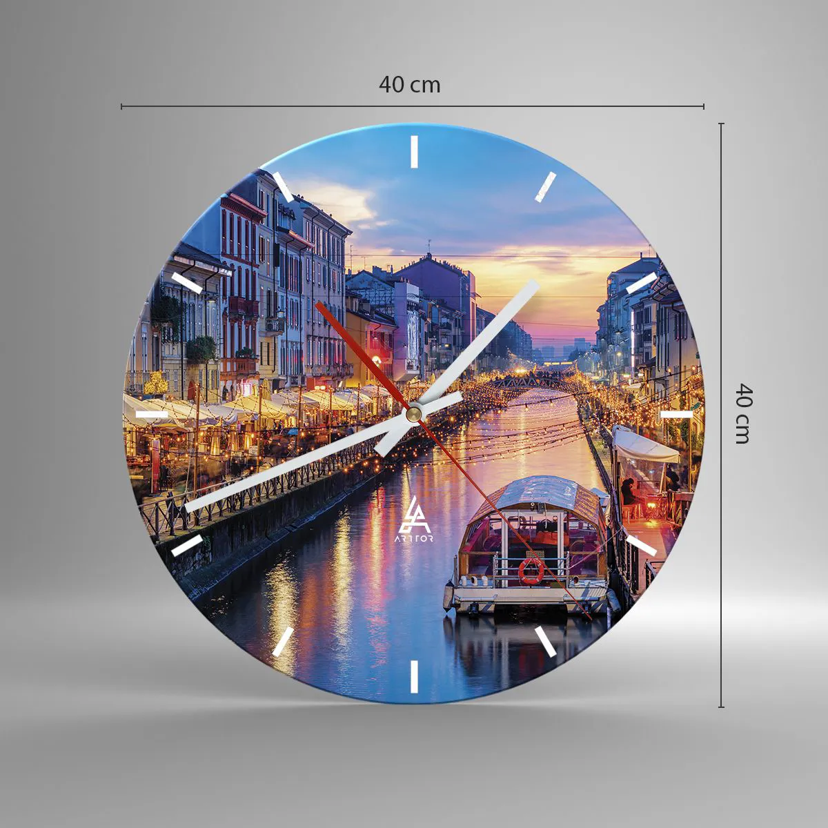 Reloj de pared - Reloj de vidrio - Una noche de luz y diversión - 40x40 cm