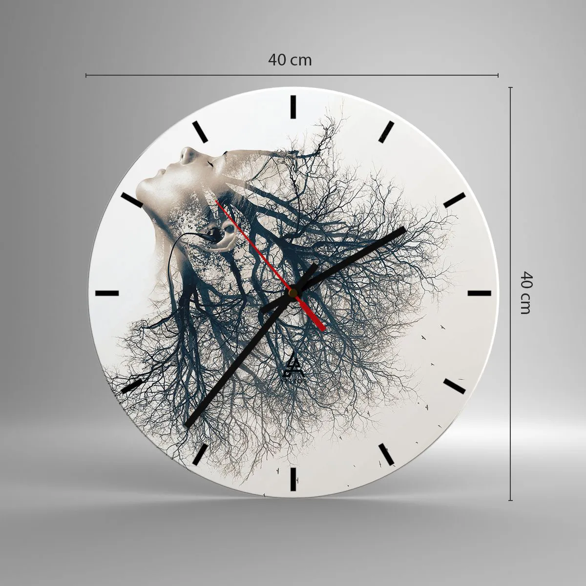 Ceas de perete - Ceas pe sticlă - Ascultând șoapta copacului - 40x40 cm
