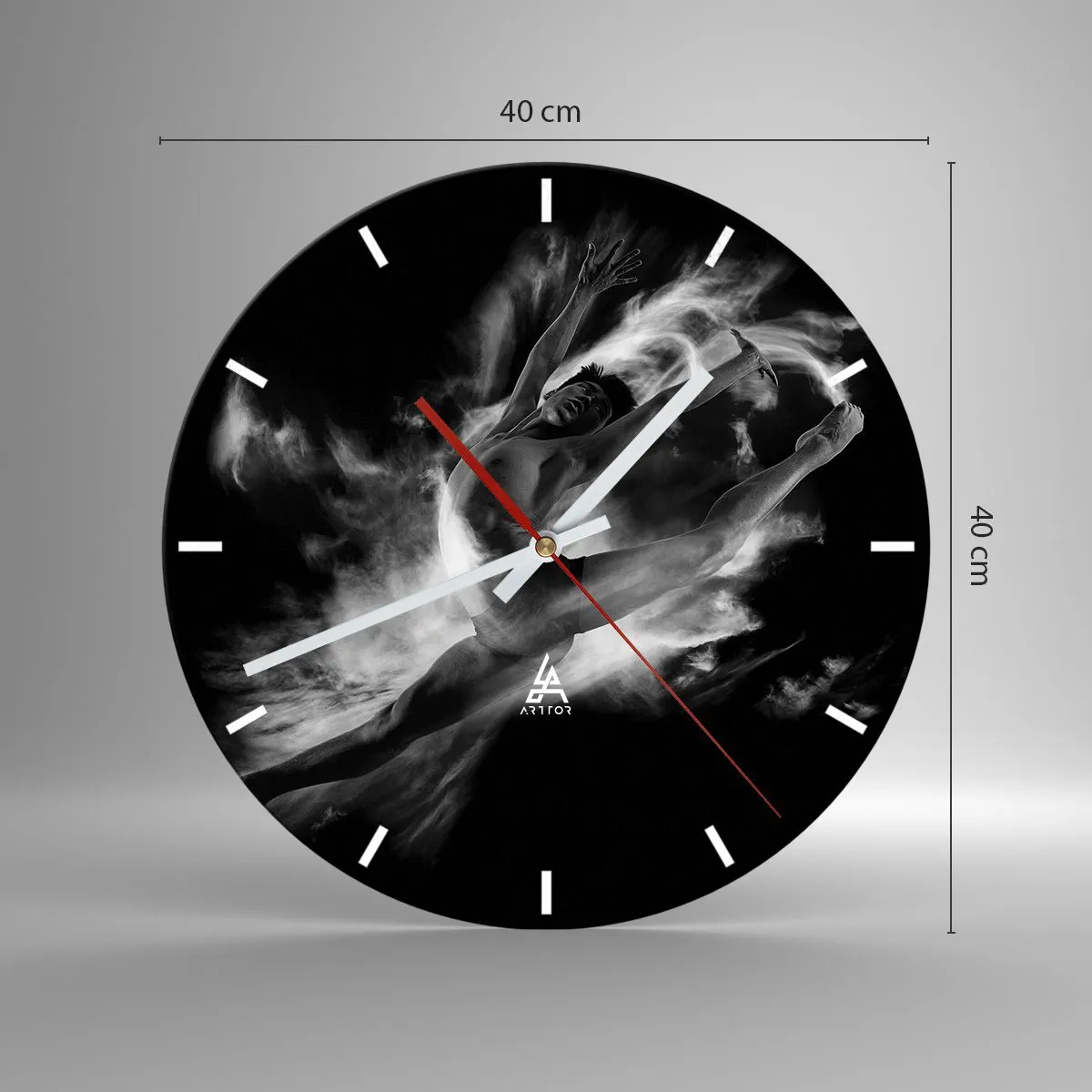 Wanduhr - Glasuhr - Im Flug hängen geblieben - 40x40 cm