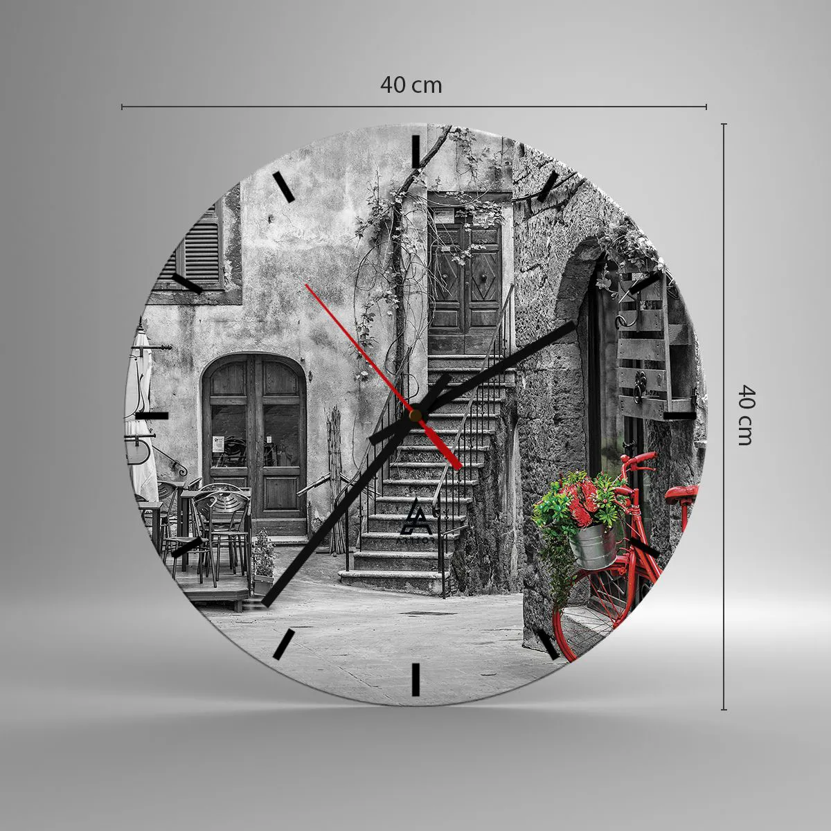 Relógio de parede - Relógio em vidro - Beco da Toscana - 40x40 cm