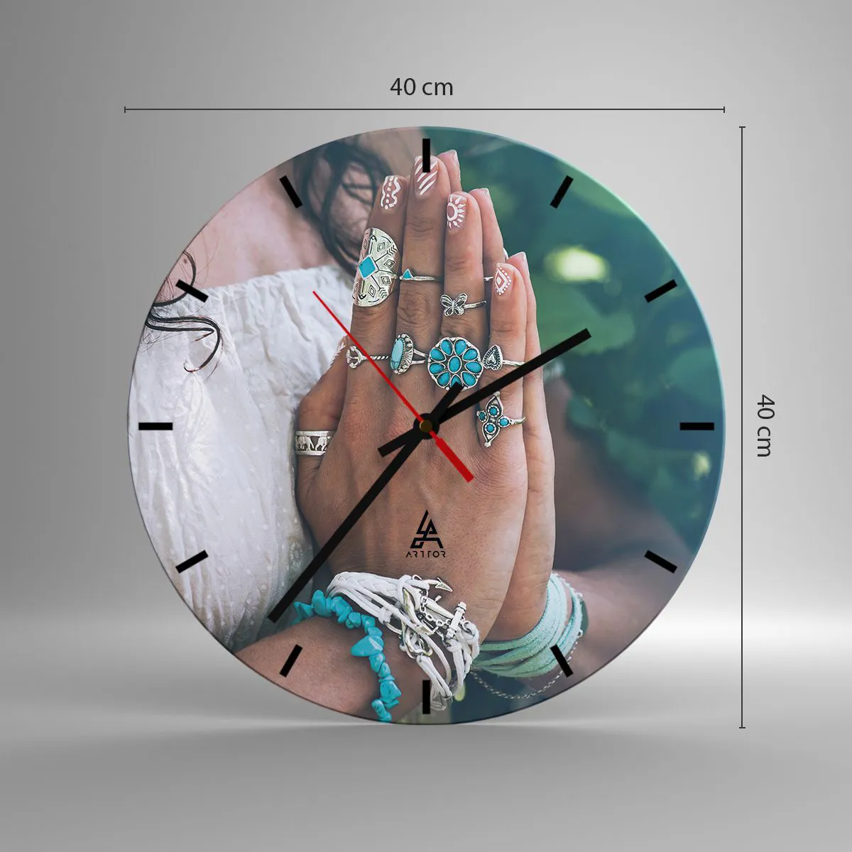 Orologio da parete - Orologio in Vetro - Benvenuto al centro dell'essere - 40x40 cm