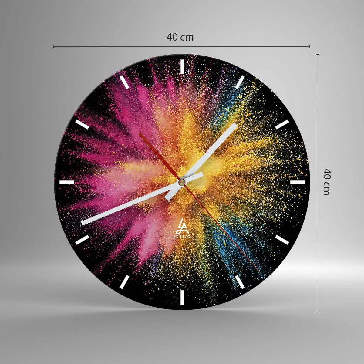 Wanduhr - Glasuhr - Die Geburt der Farben - 40x40 cm