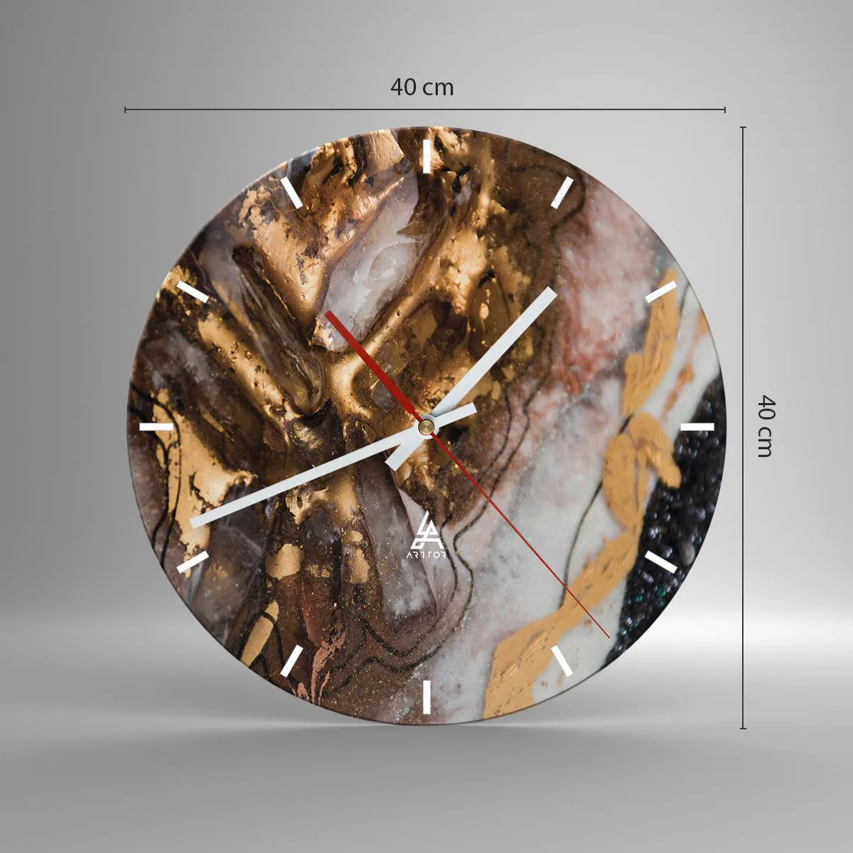 Relógio de parede - Relógio em vidro - O elemento terra - 40x40 cm