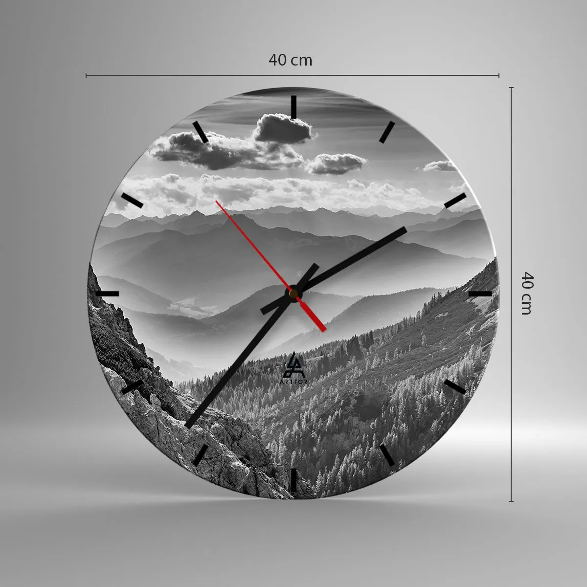 Orologio da parete - Orologio in Vetro - Fino all'orizzonte - 40x40 cm