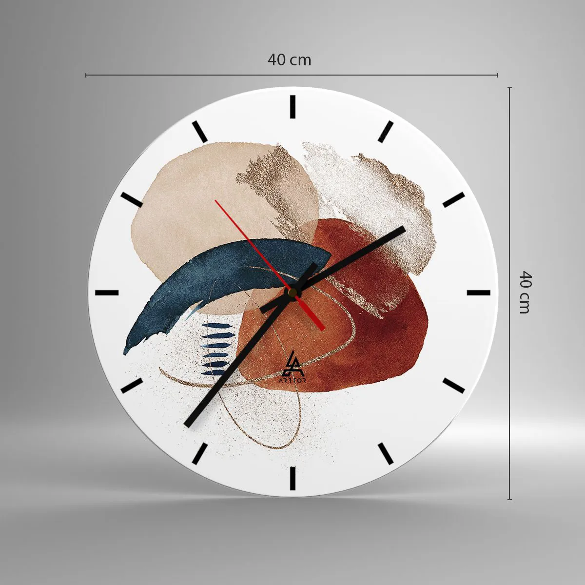 Ceas de perete - Ceas pe sticlă - Compoziție ovală - 40x40 cm