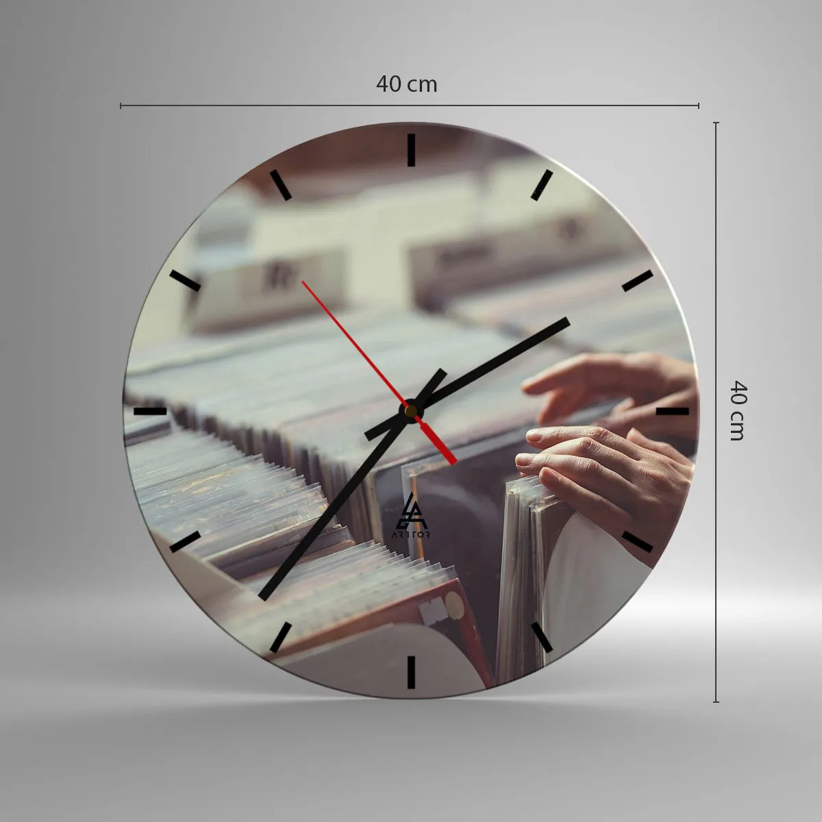 Wall clock - Clock on glass - In Search of Good Vibes - 40x40 cm