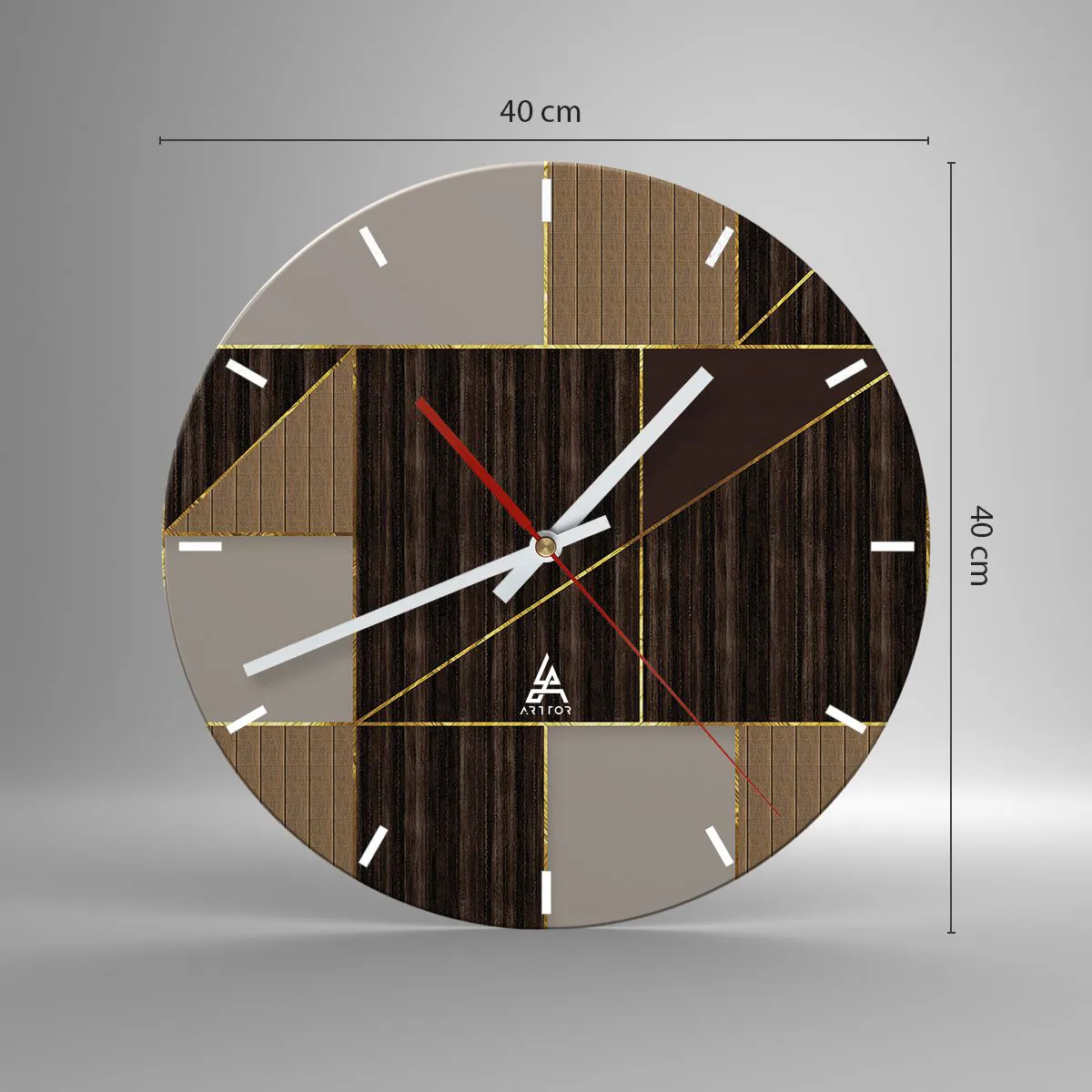 Nástěnné hodiny - Mozaika hnědé a zlaté - 40x40 cm