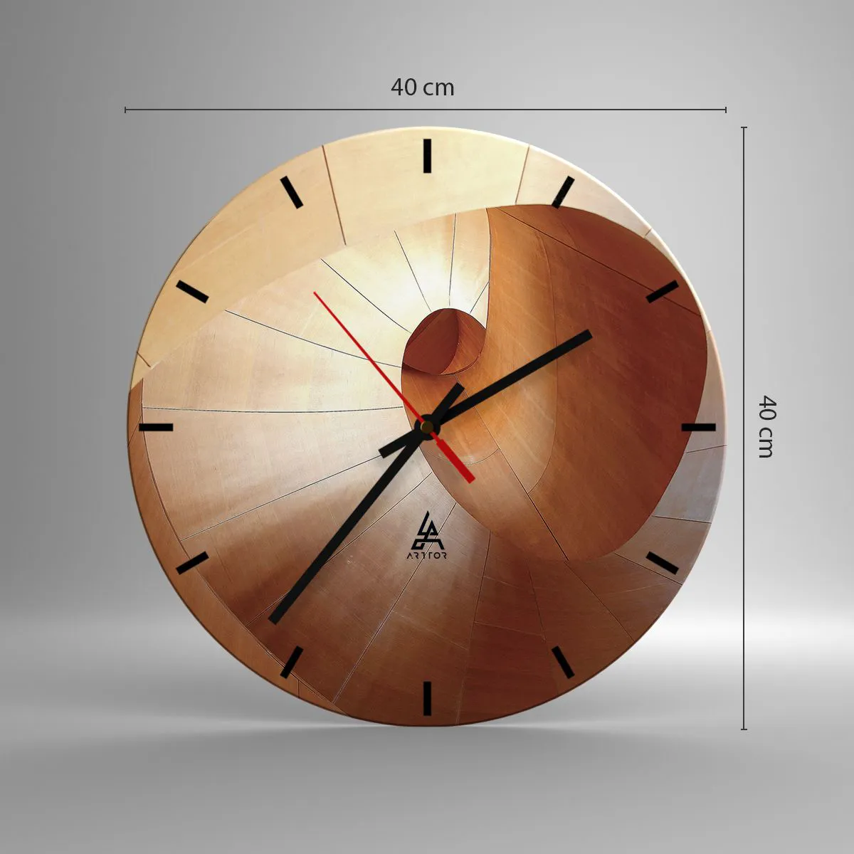 Wall clock - Clock on glass - Architectural Serpentine - 40x40 cm