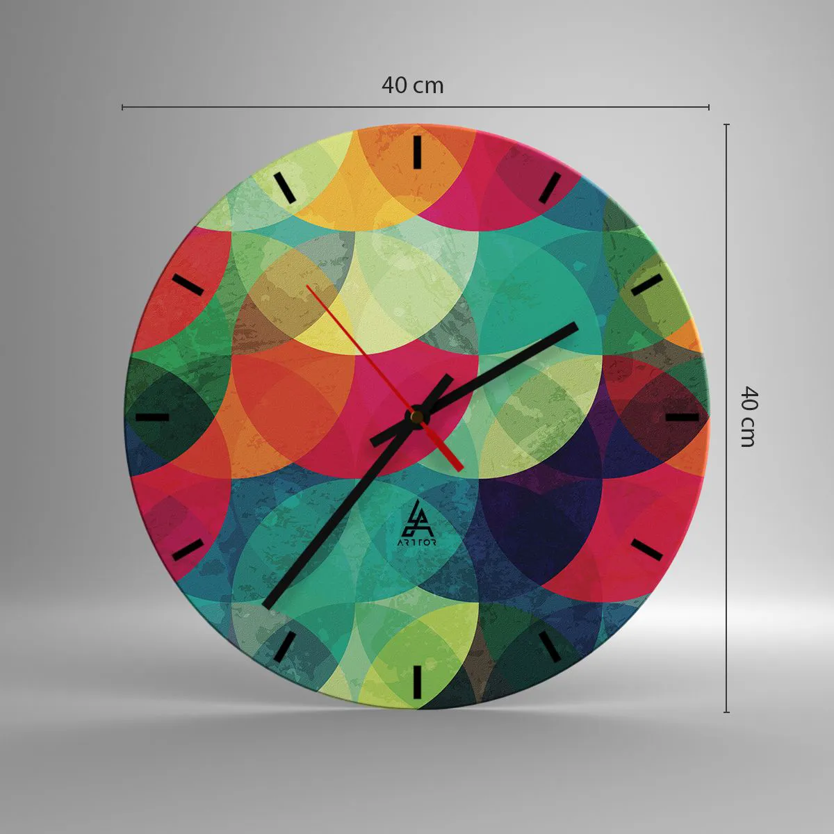 Ceas de perete - Ceas pe sticlă - Să intrăm în curcubeu - 40x40 cm