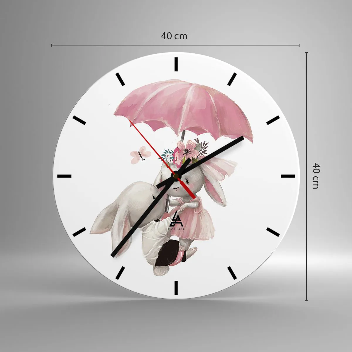 Ceas de perete - Ceas pe sticlă - Pur și simplu dragoste - 40x40 cm