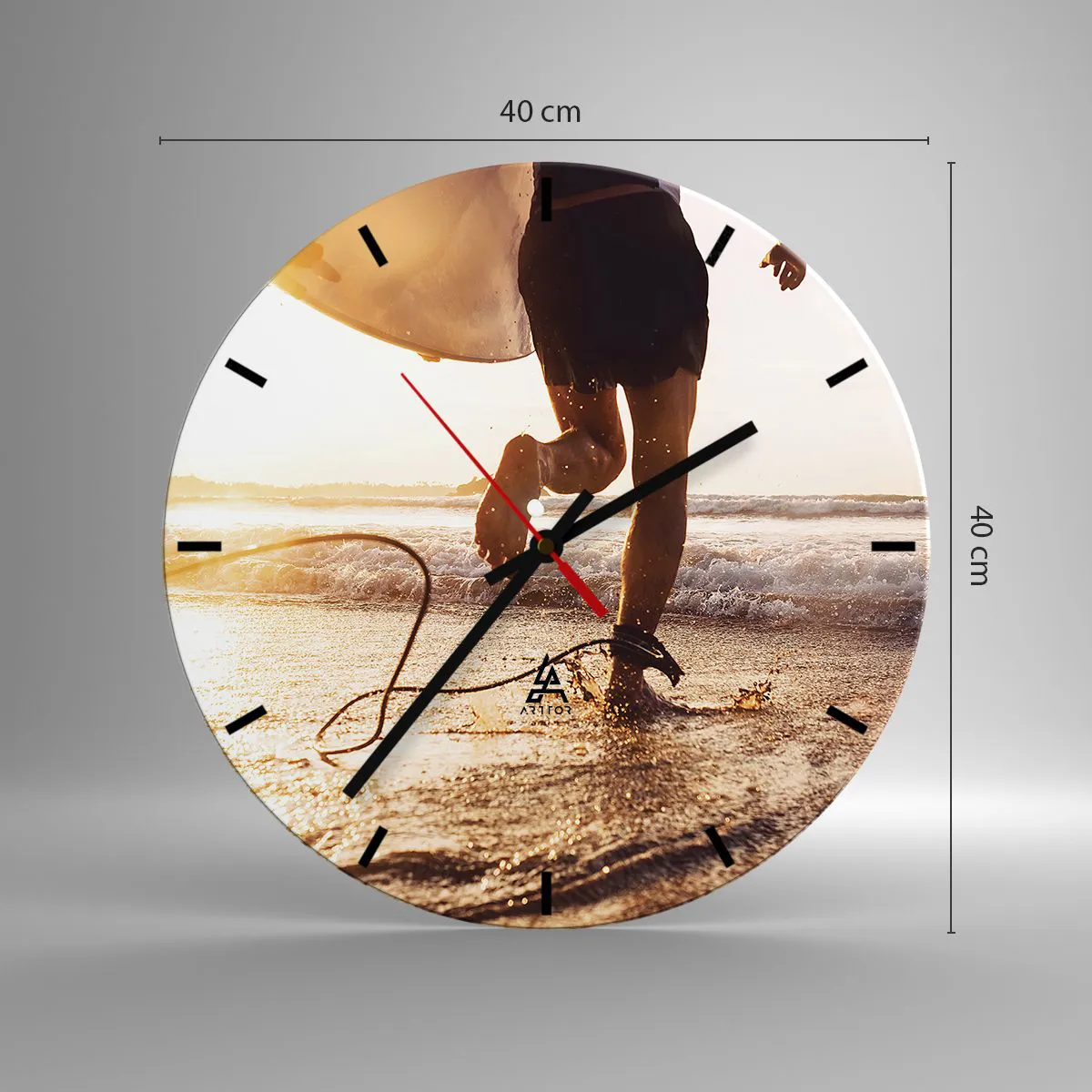 Ceas de perete - Ceas pe sticlă - Pentru a întâmpina valul - 40x40 cm