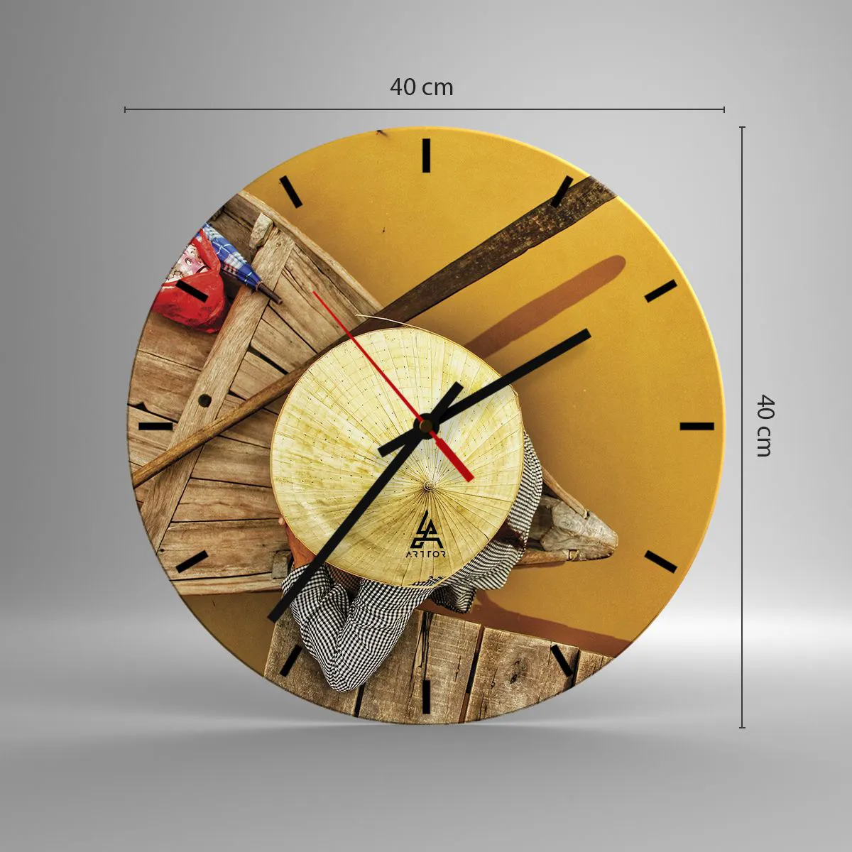 Horloge murale - Pendule murale - La vie sur le fleuve Jaune - 40x40 cm