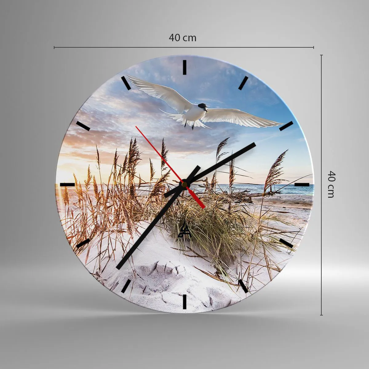 Wanduhr - Glasuhr - Wind vom Meer - 40x40 cm