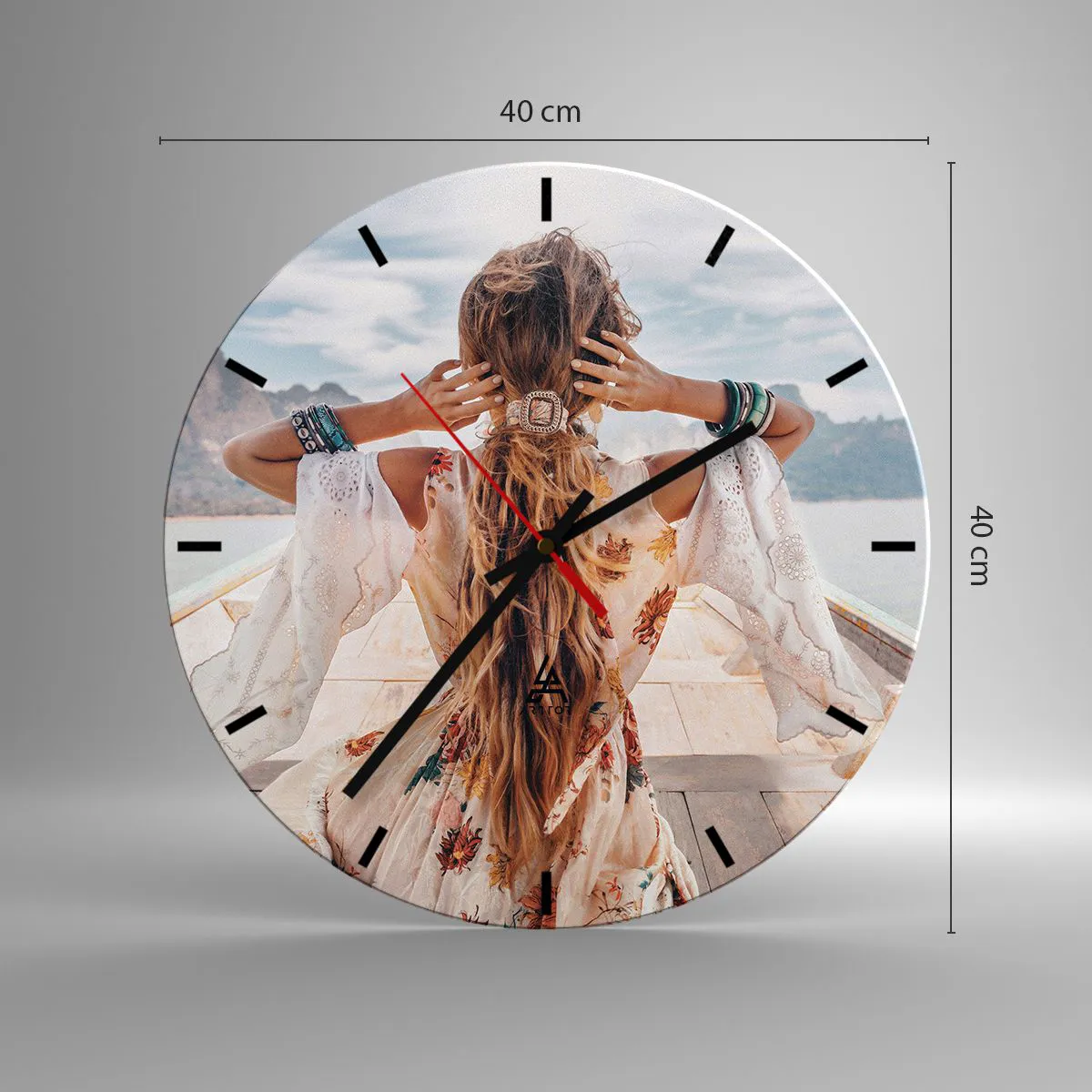 Wanduhr - Glasuhr - Auf dem Weg zum Glück - 40x40 cm