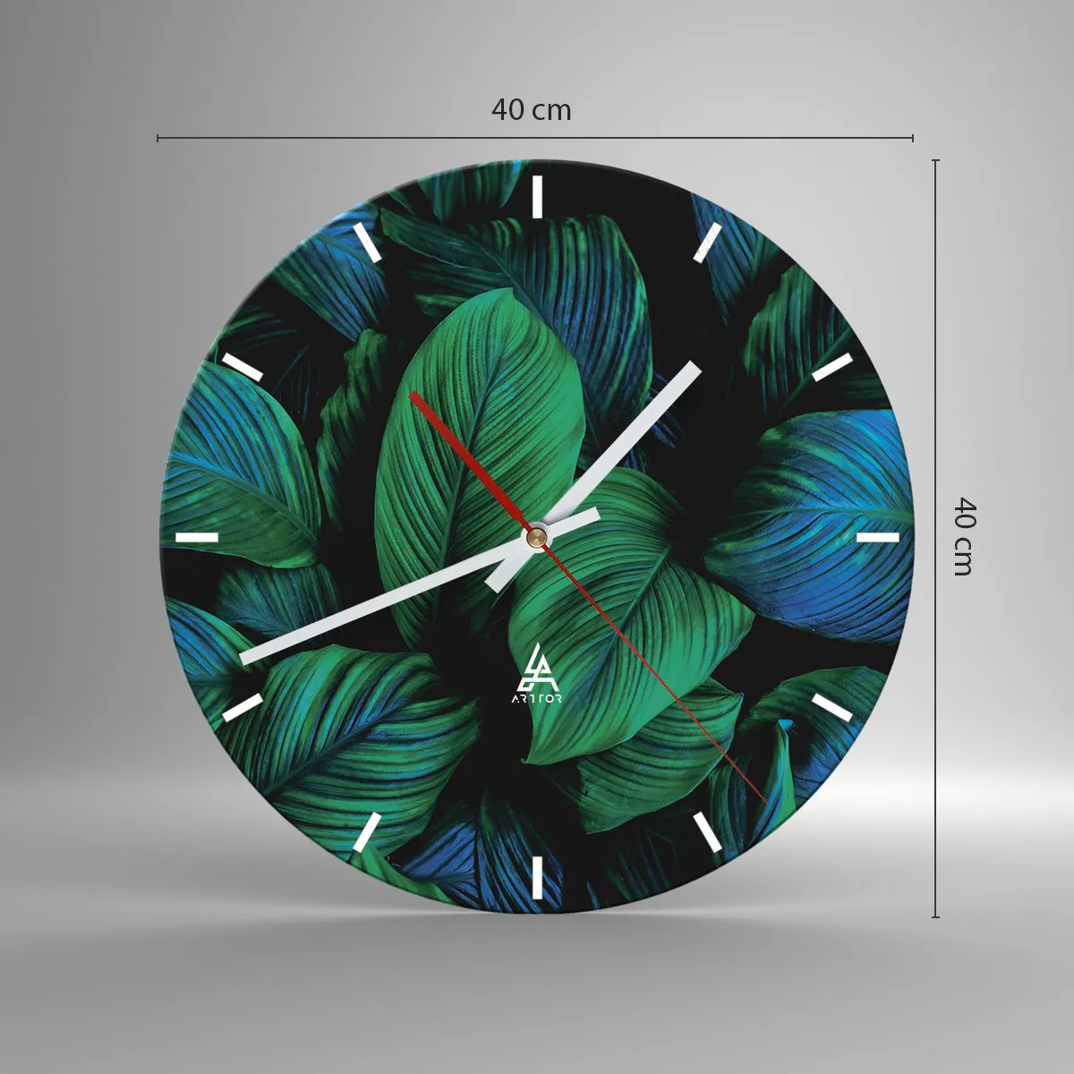 Reloj de pared - Reloj de vidrio - En la multitud verde - 40x40 cm