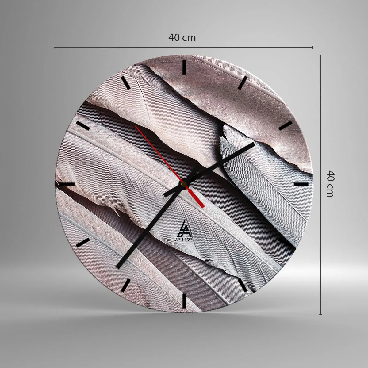 Ceas de perete - Ceas pe sticlă - Argintul roz - 40x40 cm