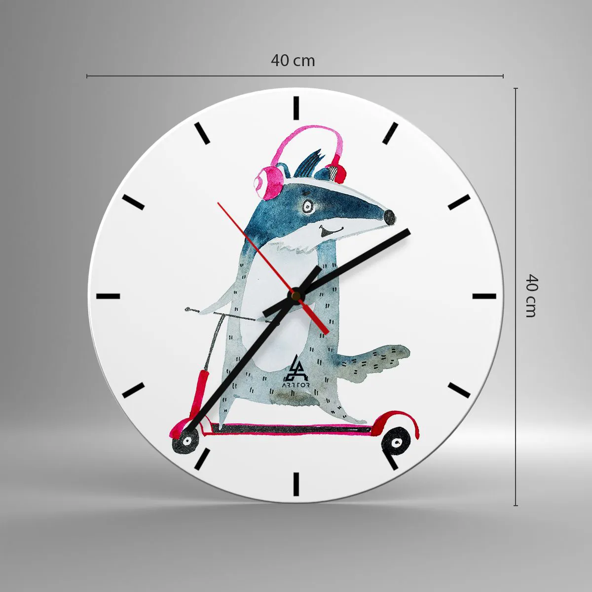 Wall clock - Clock on glass - Joys of a Badger - 40x40 cm