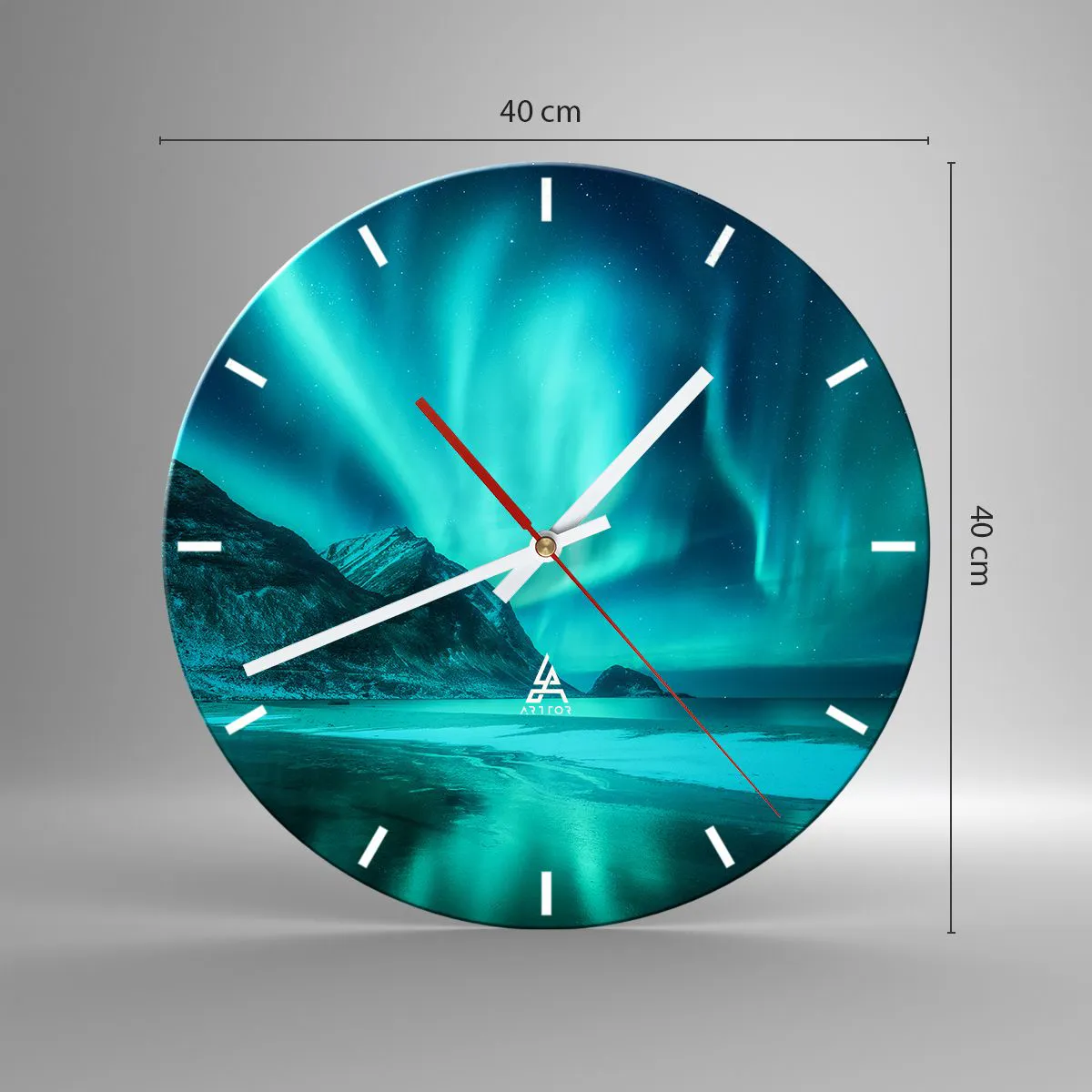 Ceas de perete - Ceas pe sticlă - Minunile din nord - 40x40 cm