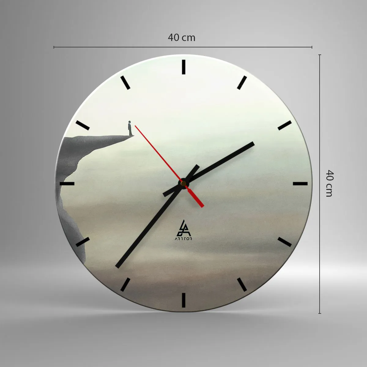 Ceas de perete - Ceas pe sticlă - În sus, bineînțeles! - 40x40 cm