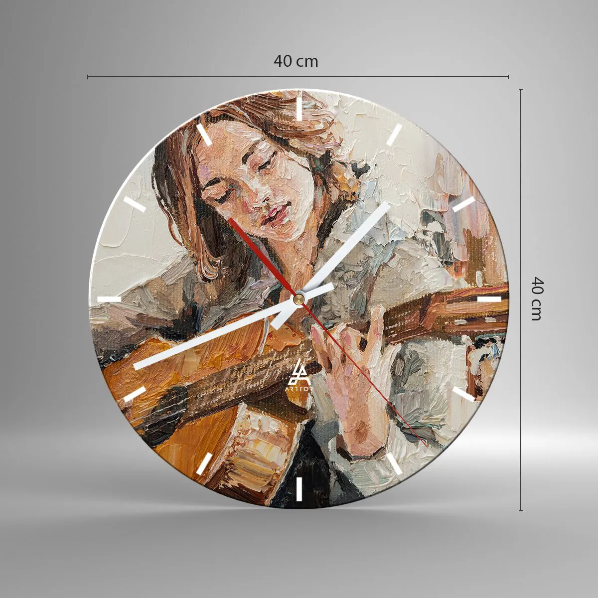 Ceas de perete - Ceas pe sticlă - Concert pentru chitară și inima unei fete - 40x40 cm