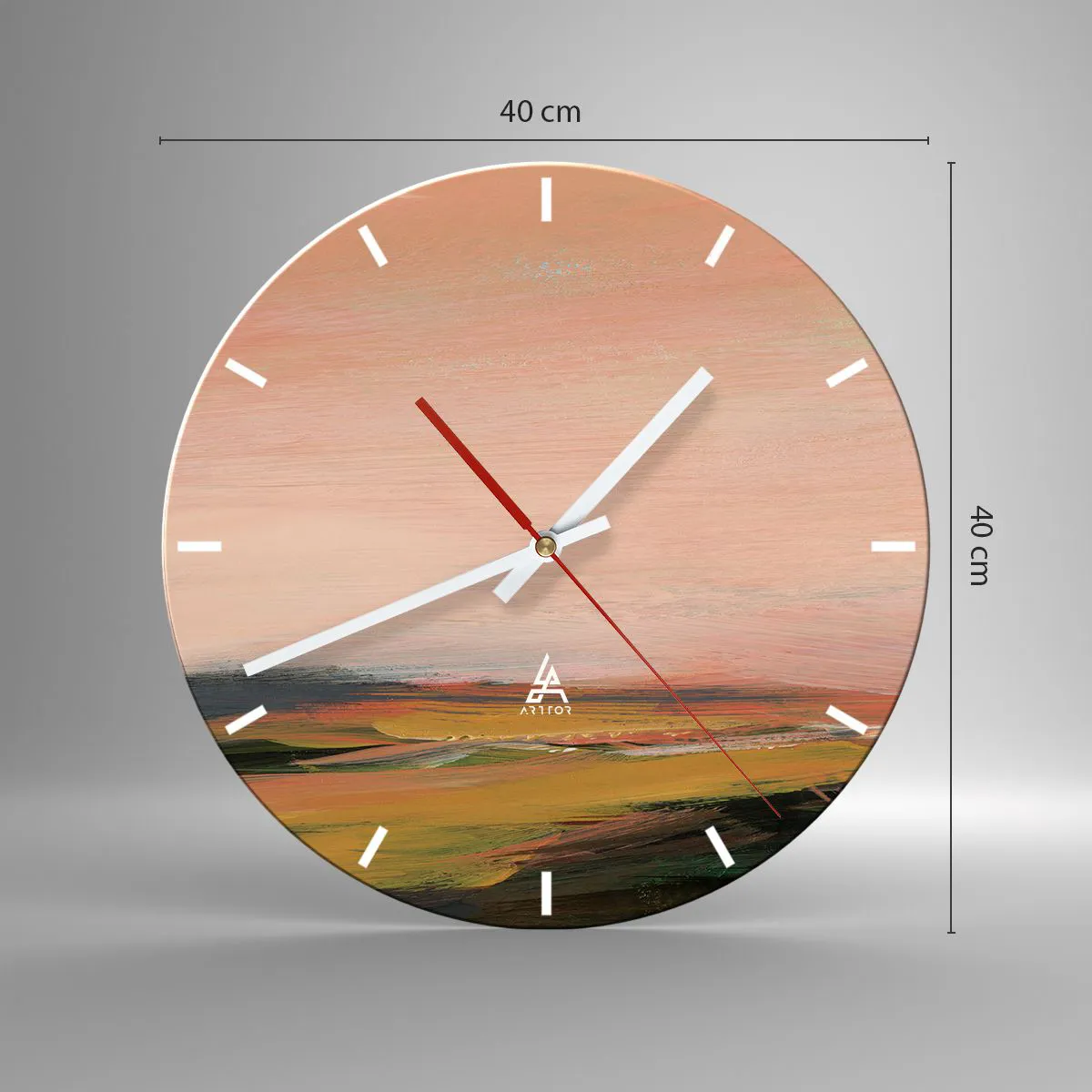 Vægur, Uret - I lyserøde toner - 40x40 cm