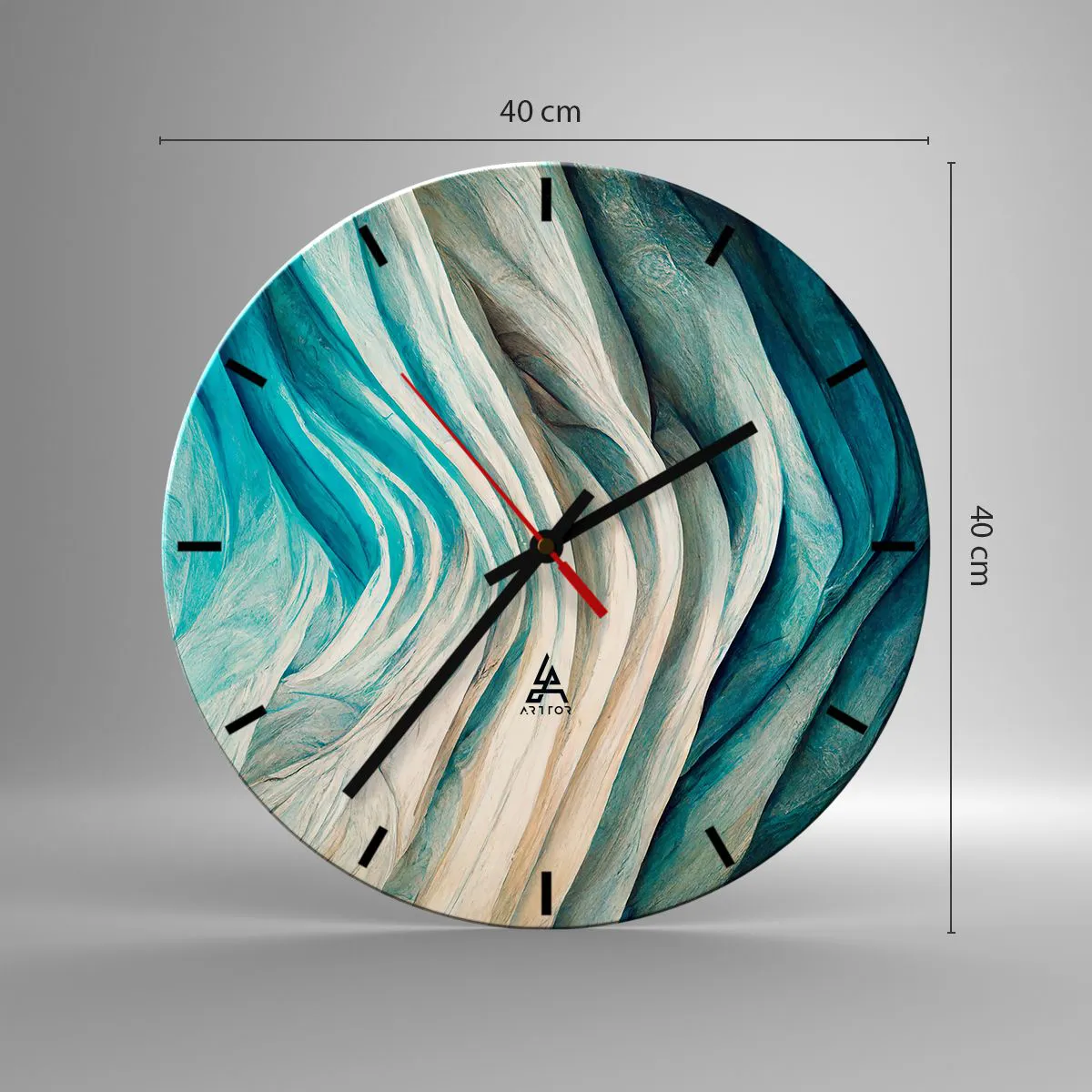 Ceas de perete - Ceas pe sticlă - Insațiabilitate albastră - 40x40 cm