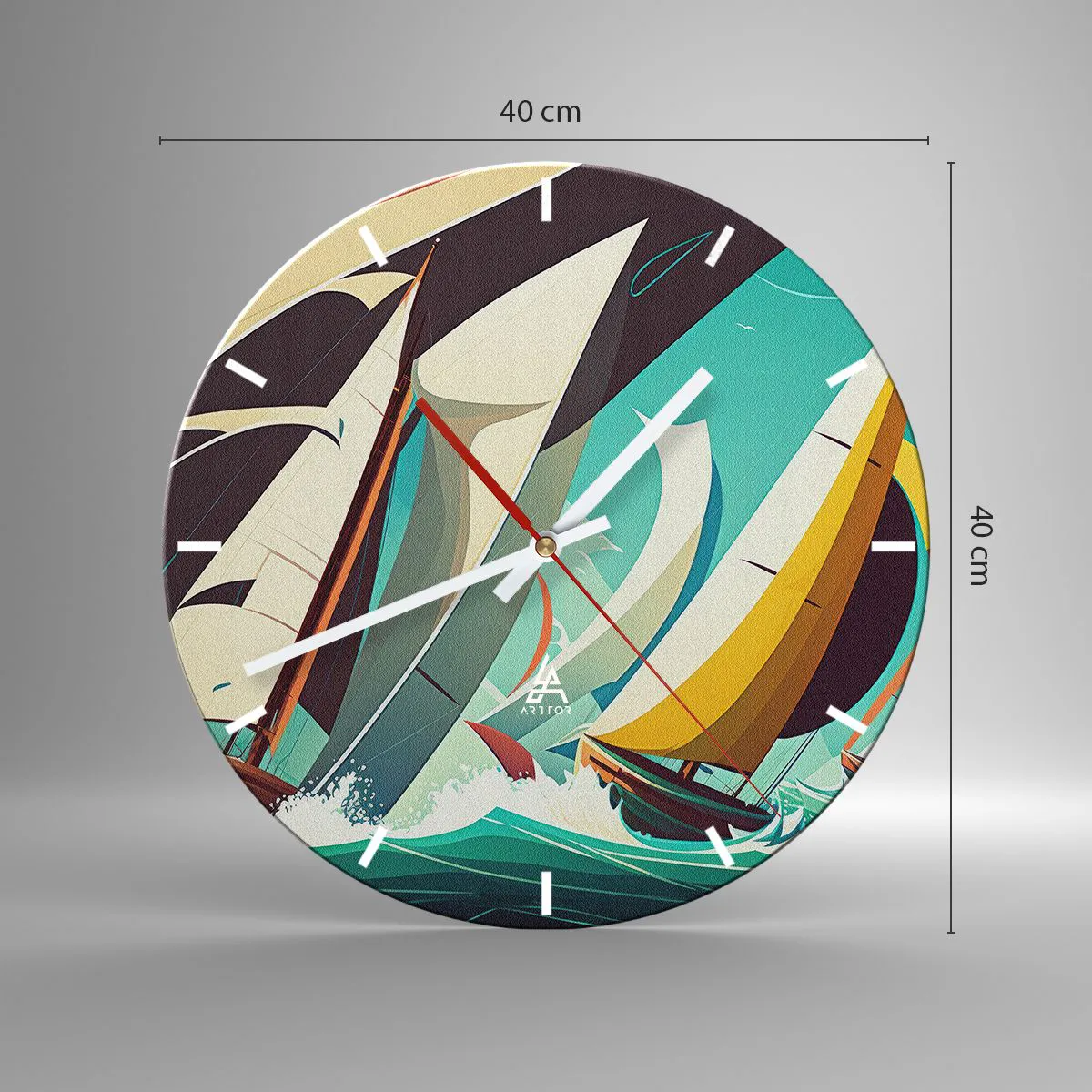 Orologio da parete - Orologio in Vetro - Compagne degli elementi - 40x40 cm