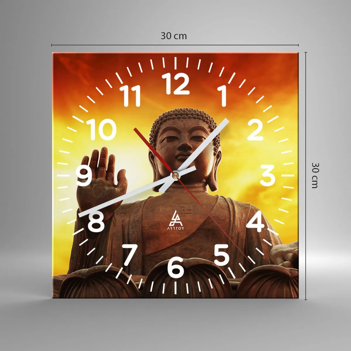 Ceas de perete - Ceas pe sticlă - Pacea lumii - 30x30 cm