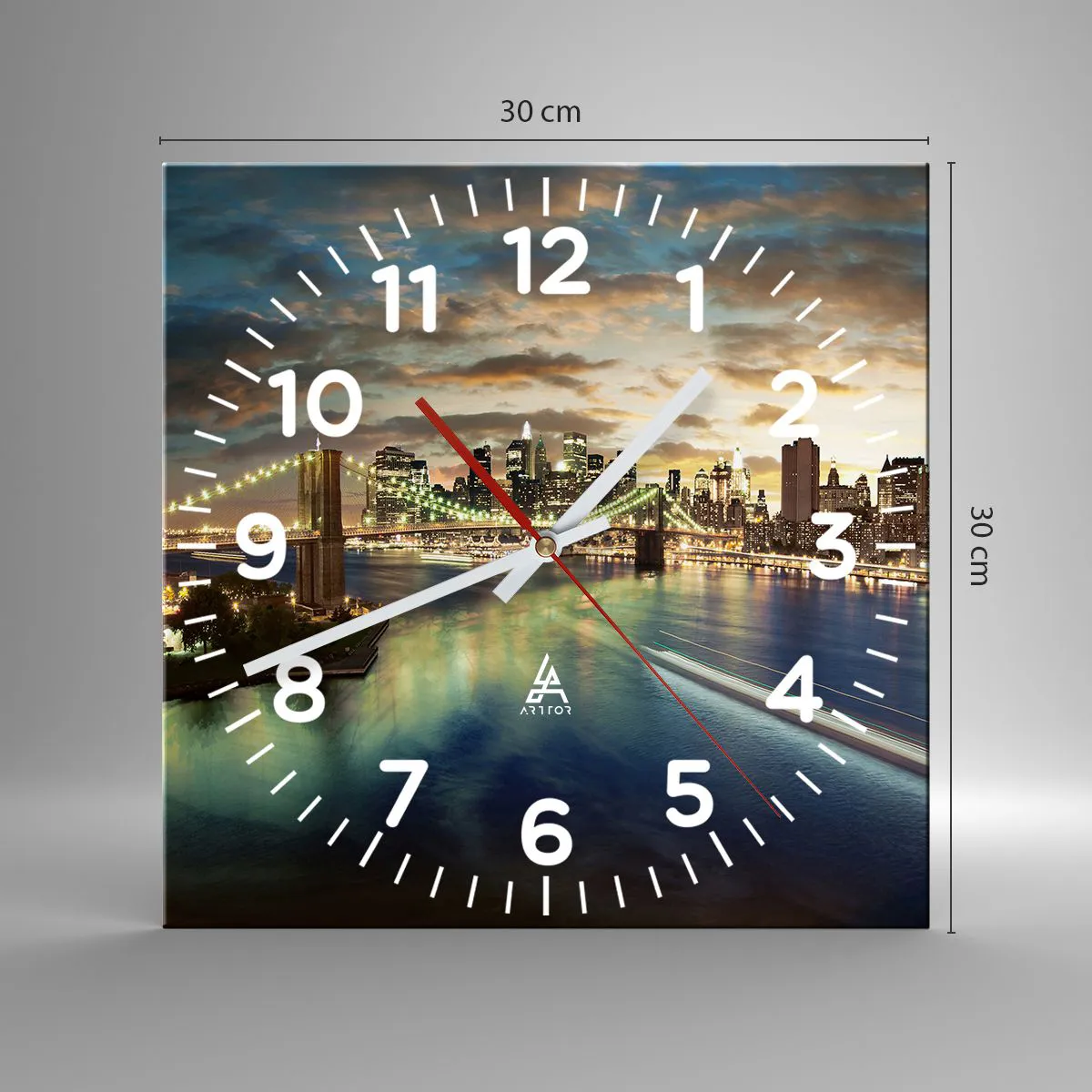 Wall clock - Clock on glass - Starry Night over Manhattan - 30x30 cm