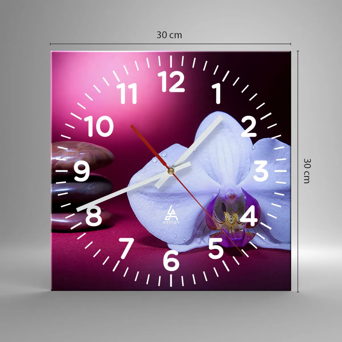 Orologio da parete - Orologio in Vetro - Studio di freschezza in viola - 30x30 cm