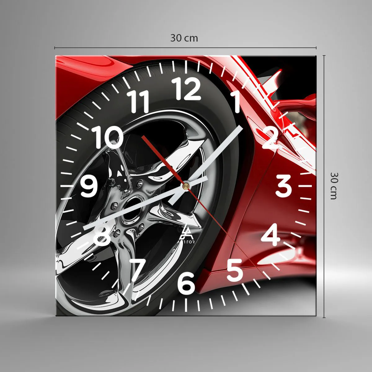 Ceas de perete - Ceas pe sticlă - Construit pentru viteză - 30x30 cm