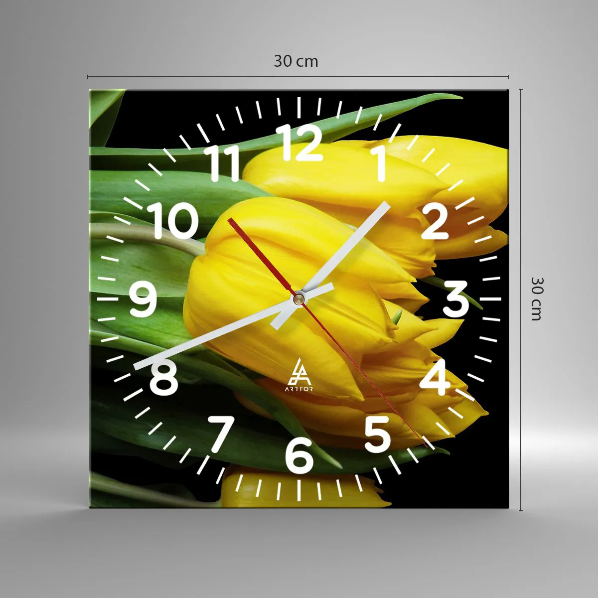 Wall clock - Clock on glass - Born from the Sun - 30x30 cm