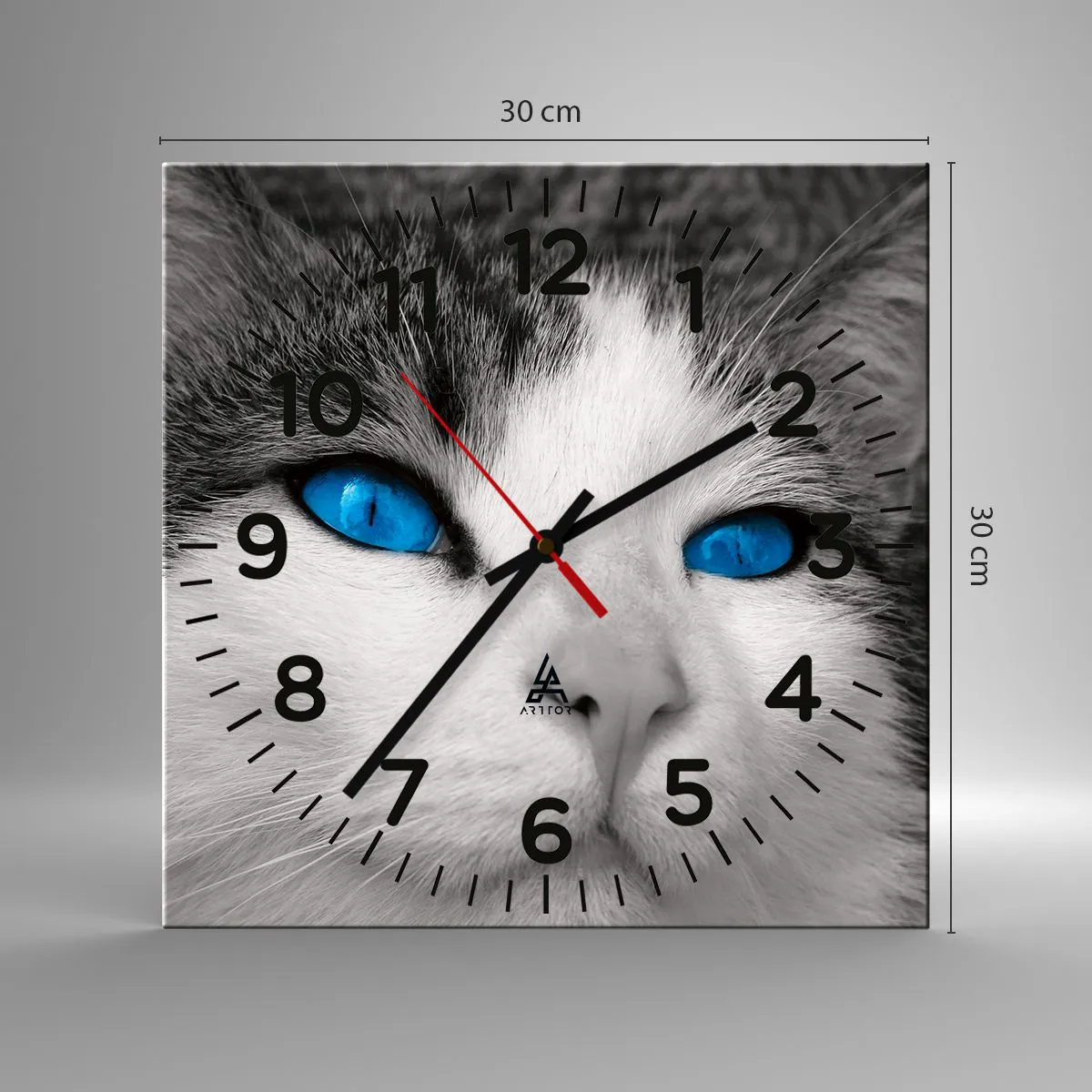 Ceas de perete - Ceas pe sticlă - Neobișnuită cu ochii albaștri - 30x30 cm