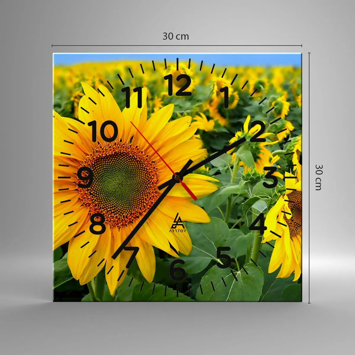 Relógio de parede - Relógio em vidro - Centenas de sóis brilharam - 30x30 cm