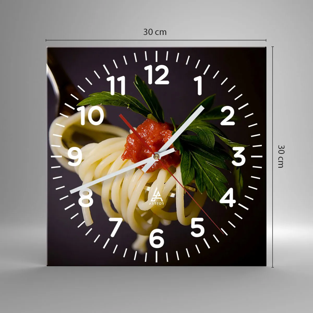Wall clock - Clock on glass - Tasty Bite - 30x30 cm