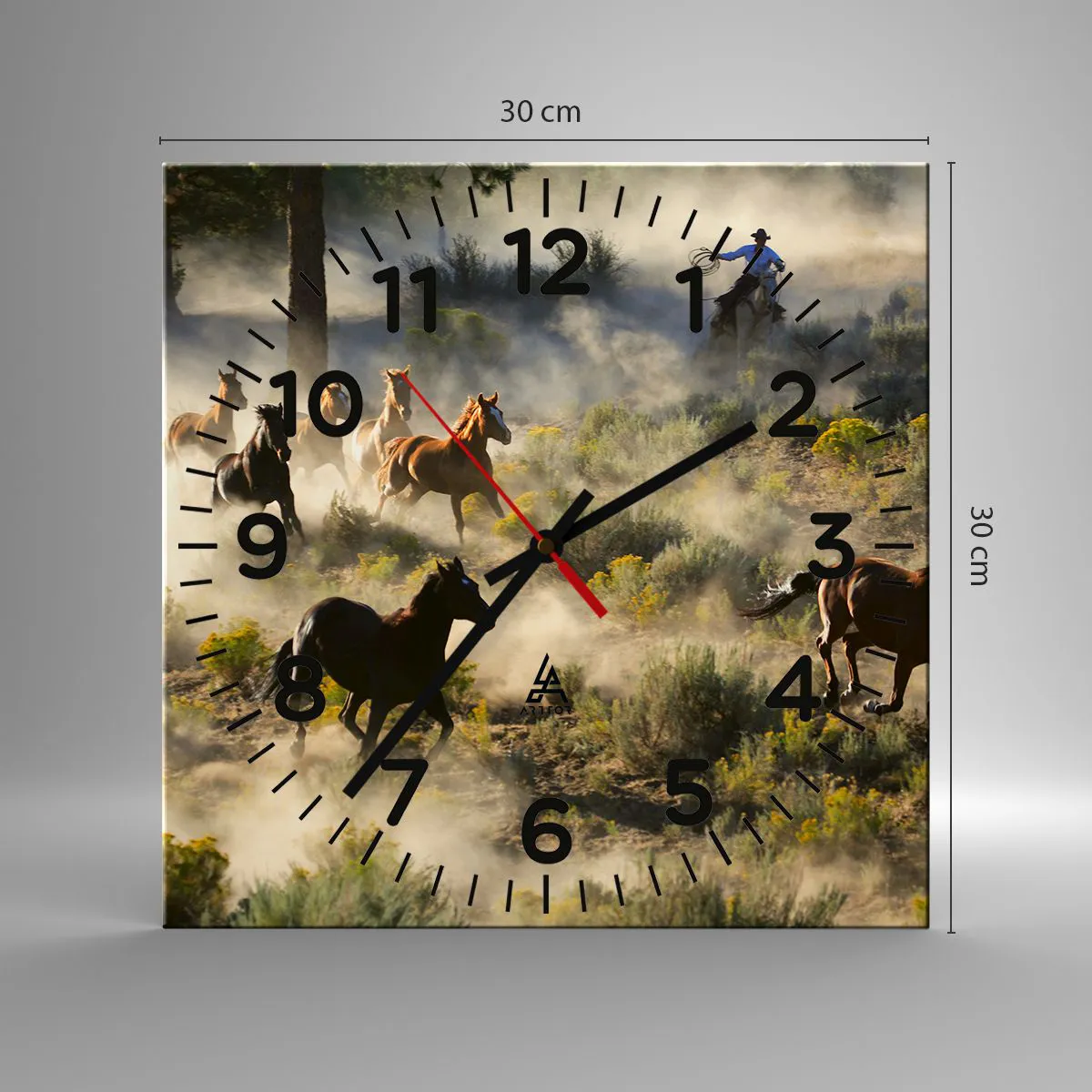 Wanduhr - Glasuhr - Rivalität – Freiheit oder männliche Stärke? - 30x30 cm