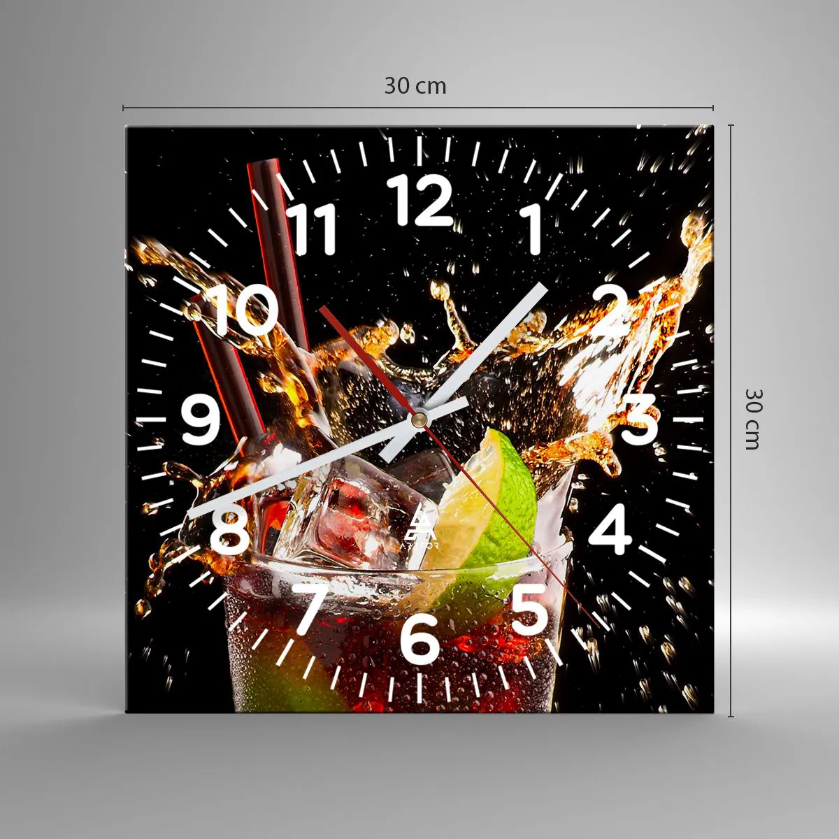 Reloj de pared - Reloj de vidrio - Alegría y energía colorida - 30x30 cm