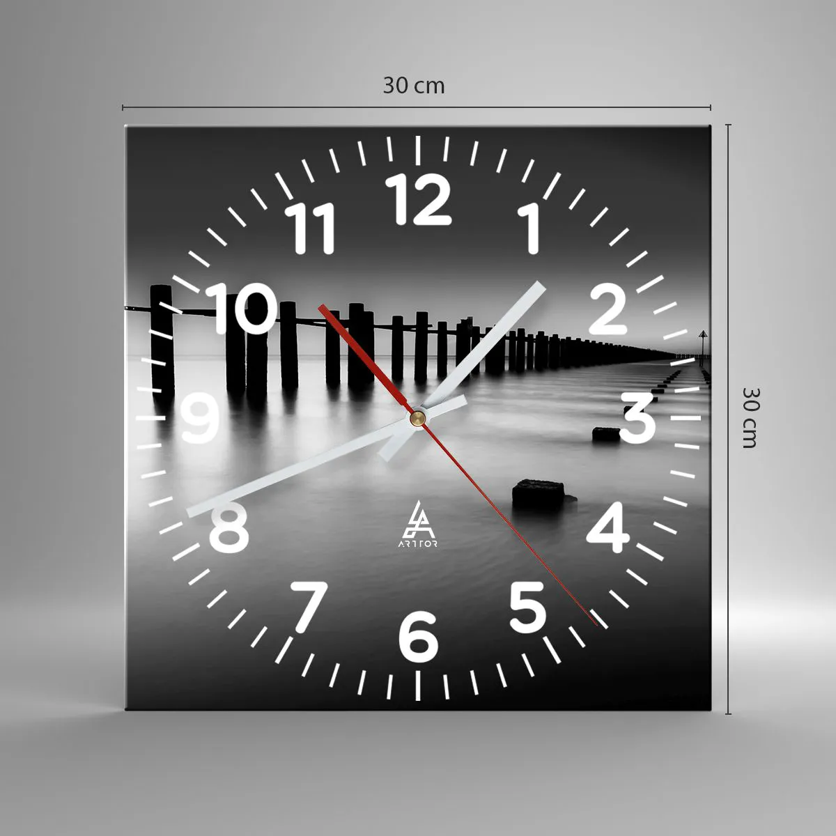 Wall clock - Clock on glass - Grey Distance in a Fog - 30x30 cm