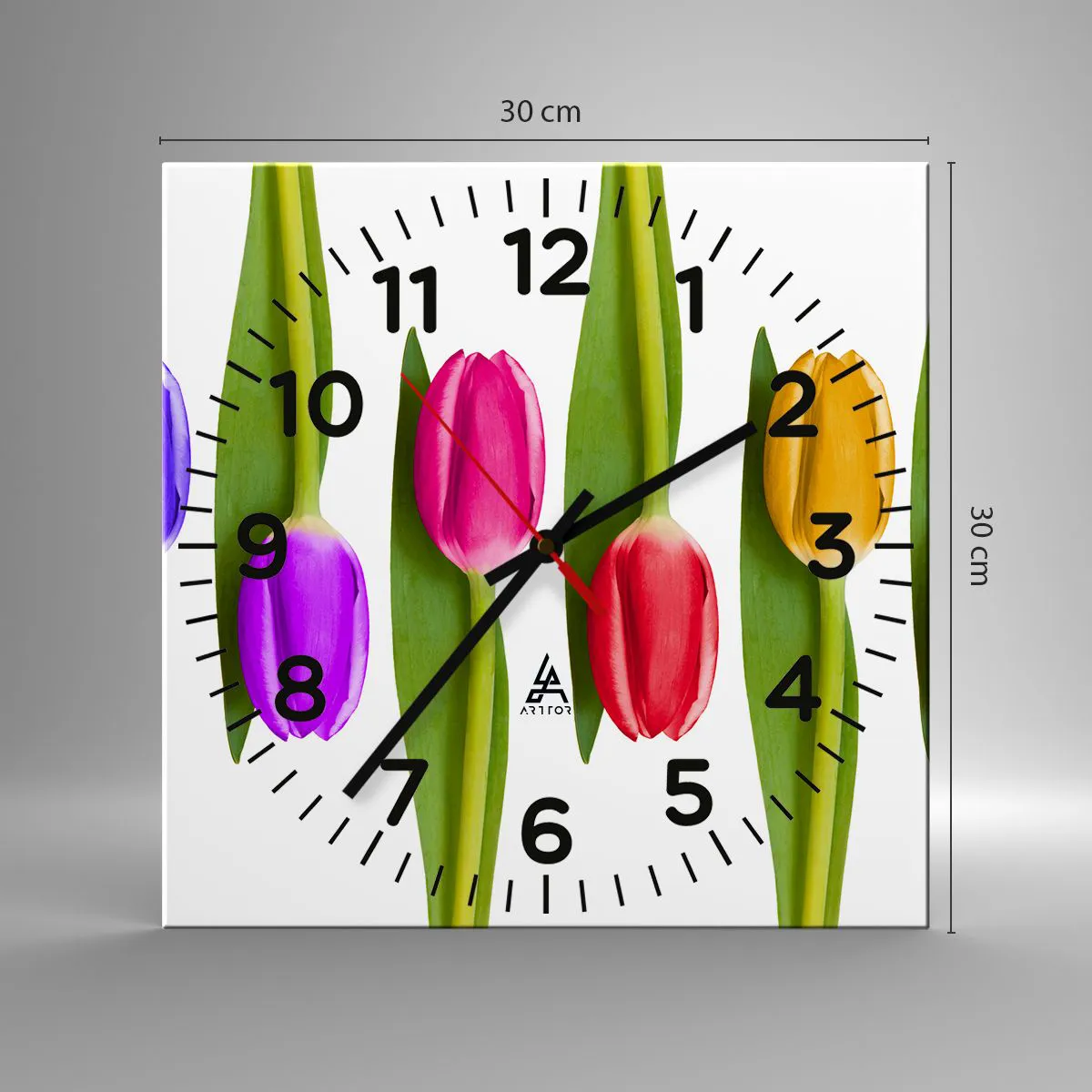 Ceas de perete - Ceas pe sticlă - Compoziție curcubeu - 30x30 cm