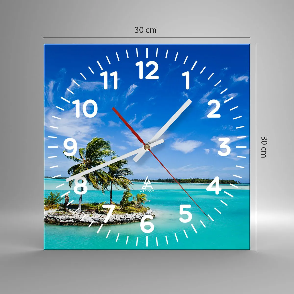 Ceas de perete - Ceas pe sticlă - Paradisul pe pământ - 30x30 cm