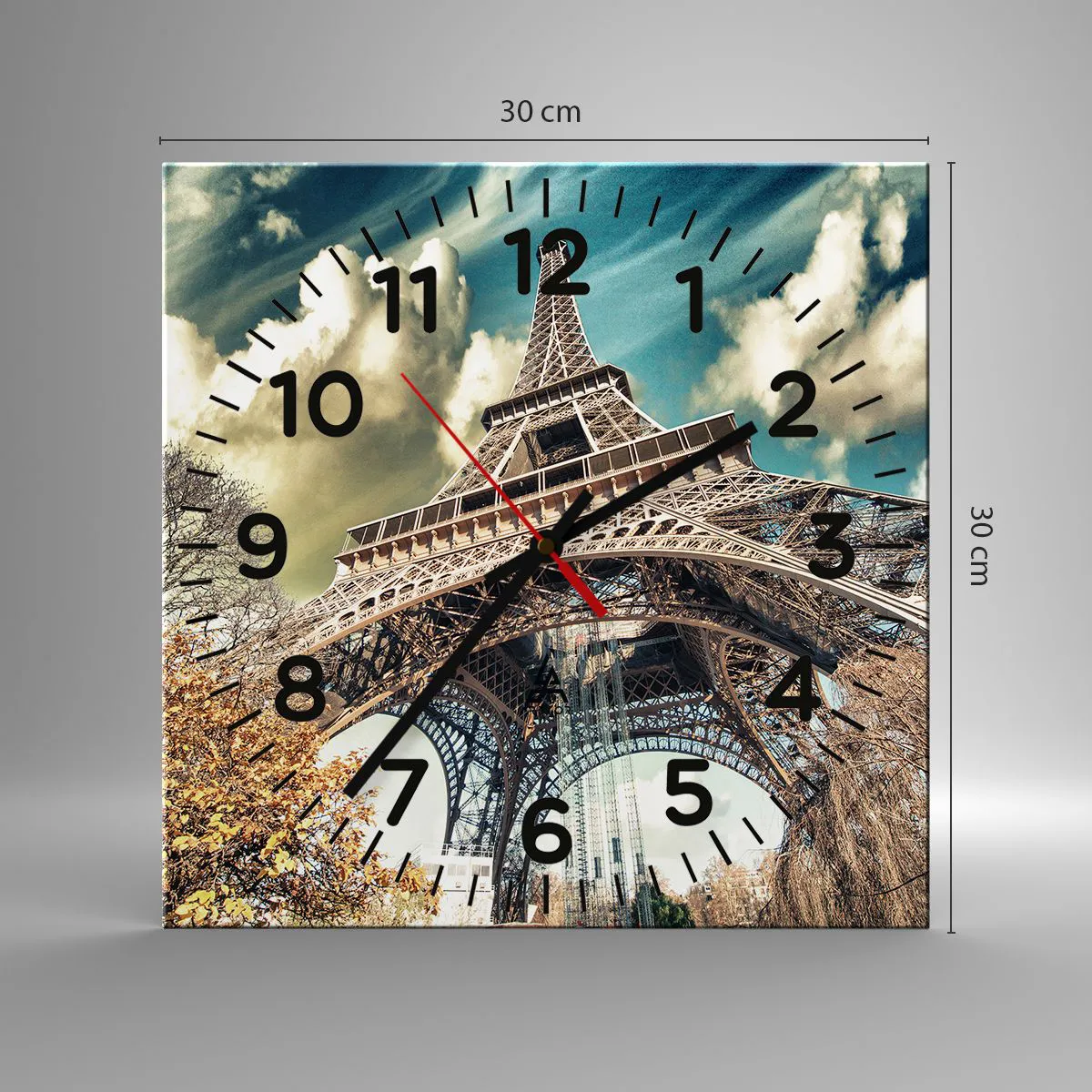 Ceas de perete - Ceas pe sticlă - Și la Paris, în toamna anului .... - 30x30 cm