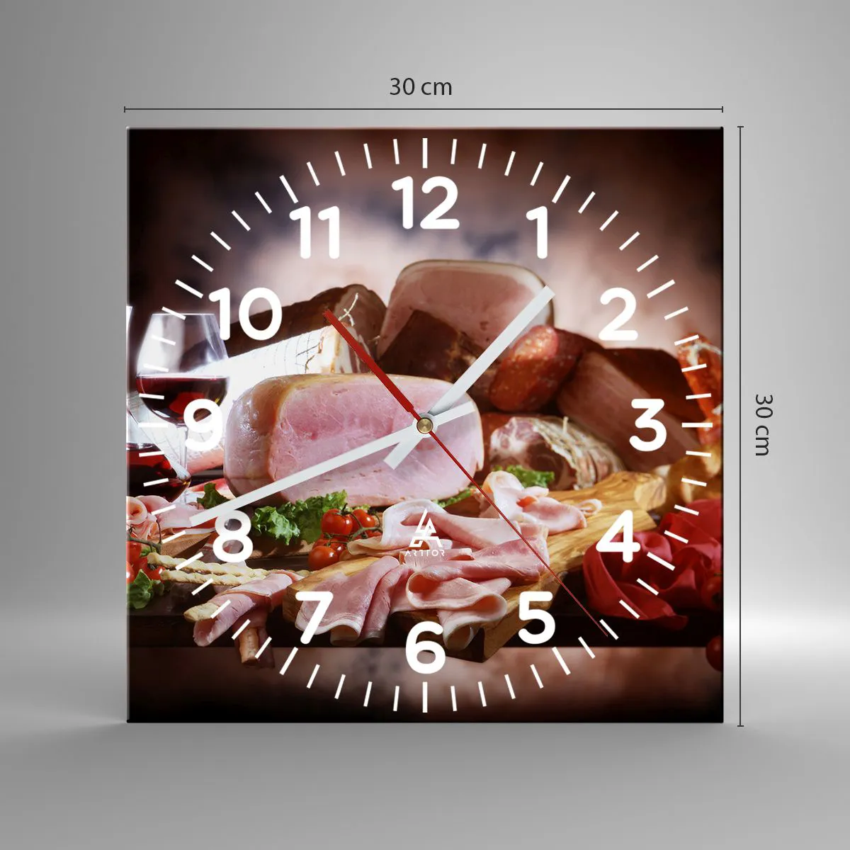 Relógio de parede - Relógio em vidro - Um sonho culinário com uma jarra - 30x30 cm