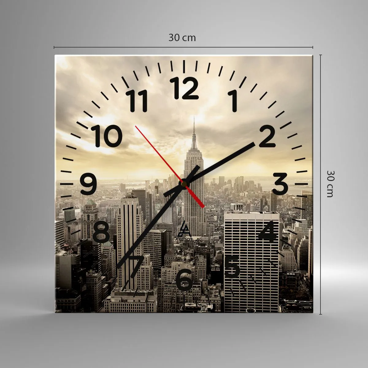 Nástěnné hodiny - New York utkaný z šedi - 30x30 cm