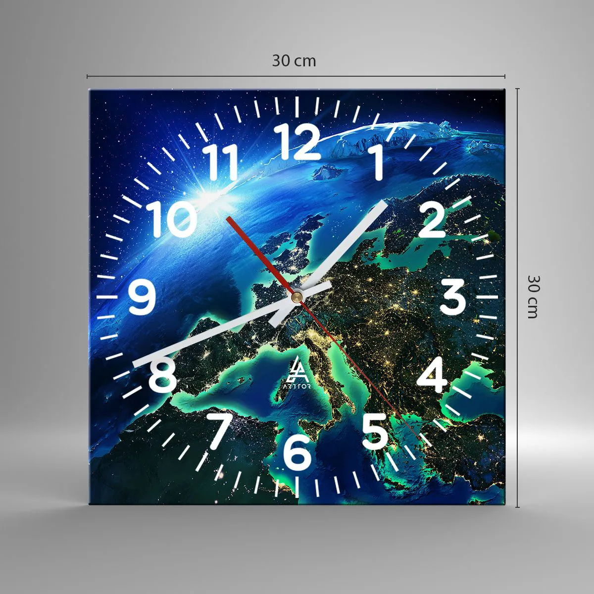 Wanduhr - Glasuhr - Funkelndes Europa - 30x30 cm