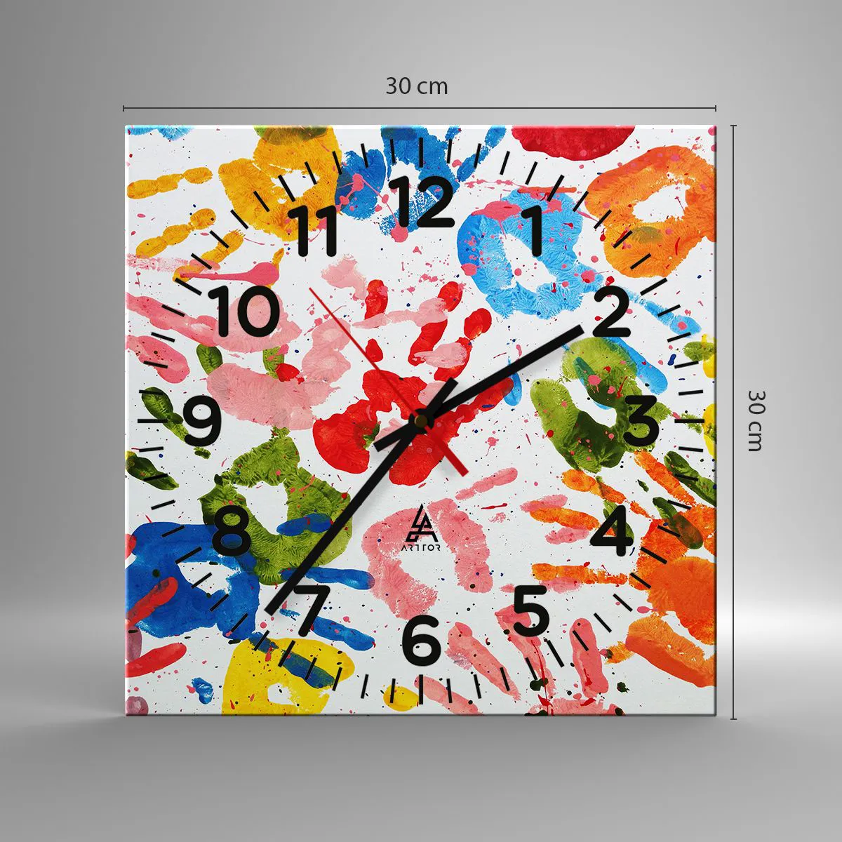 Ceas de perete - Ceas pe sticlă - Du-te după urmele - 30x30 cm