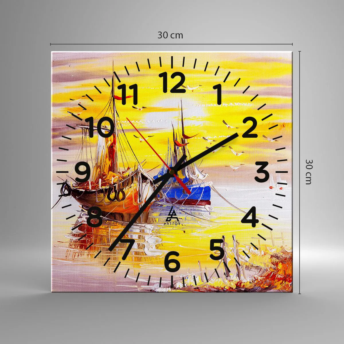 Orologio da parete - Orologio in Vetro - Meritato riposo nel porto - 30x30 cm