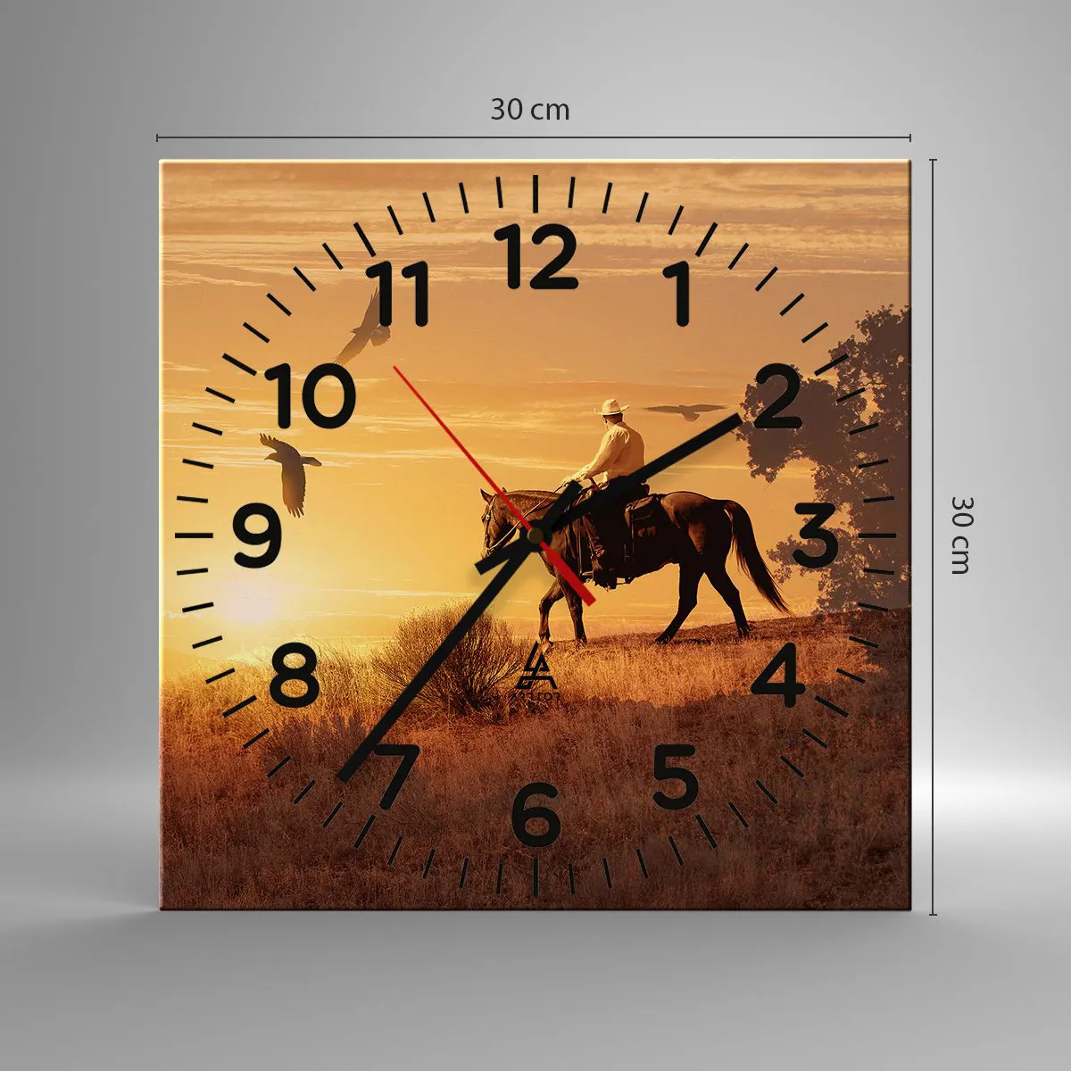 Orologio da parete - Orologio in Vetro - Da solo nella prateria - 30x30 cm