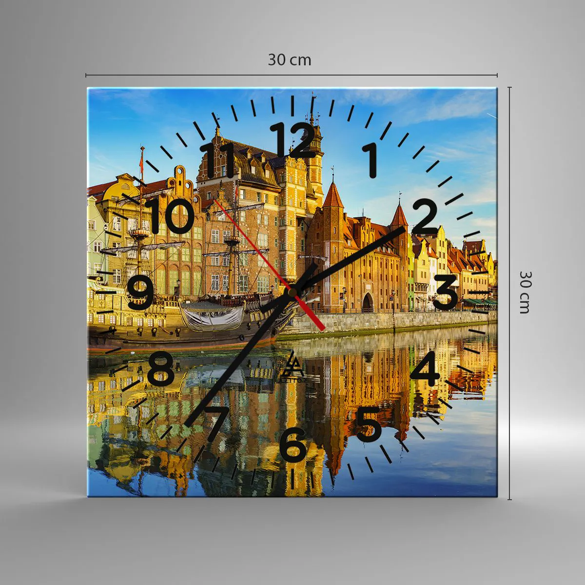 Ceas de perete - Ceas pe sticlă - Trecutul în oglindă - 30x30 cm