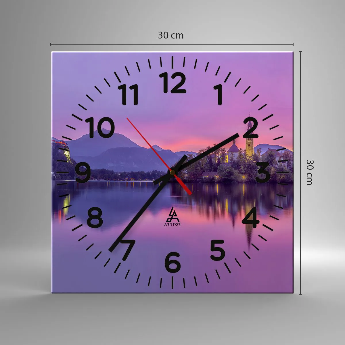 Wanduhr - Glasuhr - Eine märchenhafte Insel in der Abenddämmerung - 30x30 cm