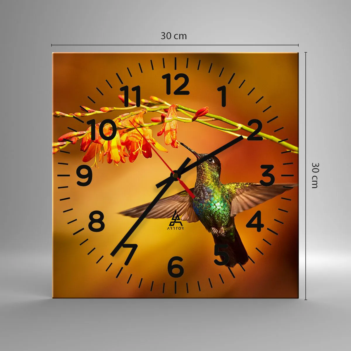 Väggklocka - Klocka på glas - Ljusbud enligt Mayafolket - 30x30 cm